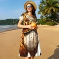 thumbnail image 4 of Wukai Robe à Manches Courtes Imprimé Guépard pour Femmes, Robe Décontractée Confortable, Mélange Spandex Doux, Tenue Élégante pour l'Été, 4 of 6