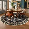 thumbnail image 4 of Moynesa 6' Insect Round Area Rug, Washable Round Rugs Ultra-Thin Non-Slip, Vintage Botanical Accent Large Circle Carpet for Living Room Bedroom Dining Room Playroom, Black, 4 of 11