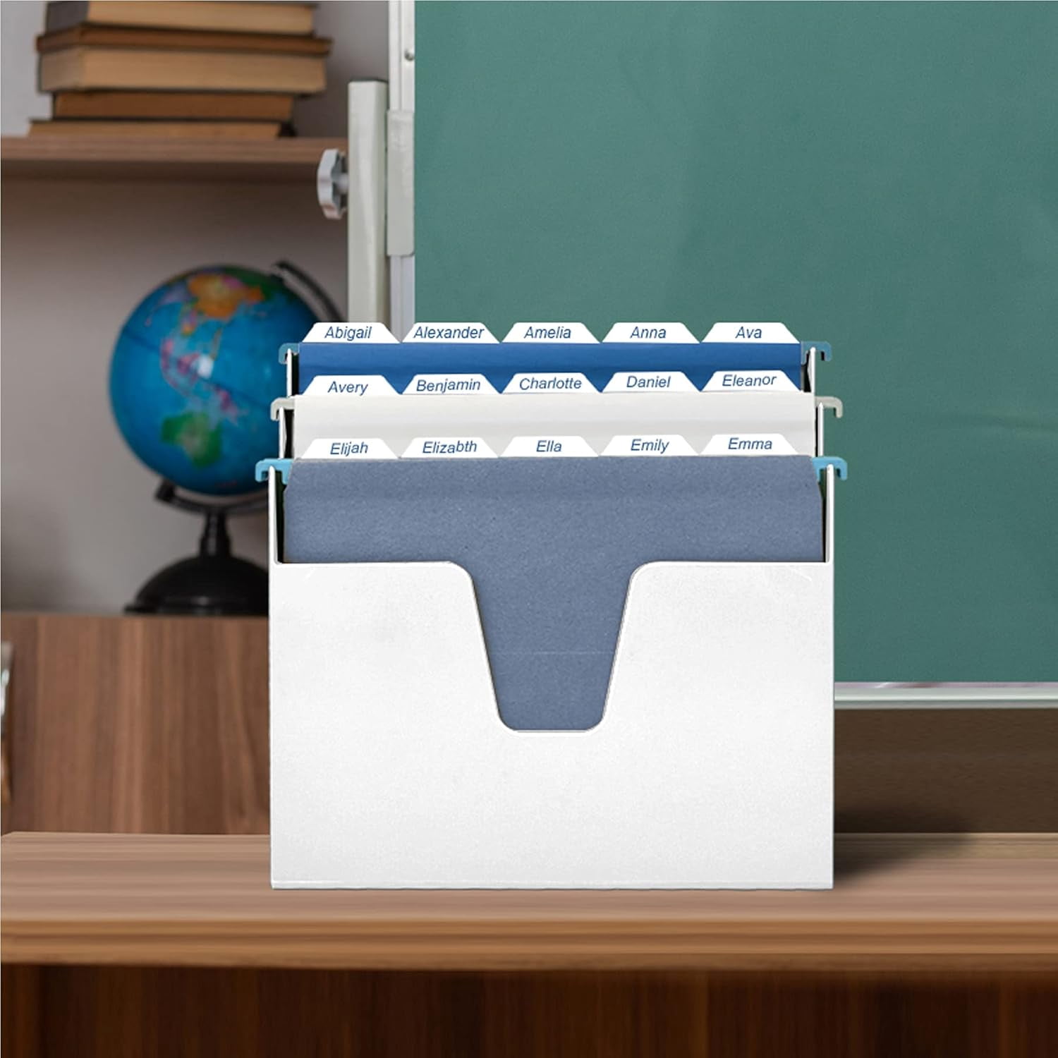 Acrimet 3-Tier Horizontal Hanging File Folder Holder Organizer, Letter Size, Ladder-Style, Open-Top Plastic File Box for Office, Home & School, White