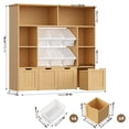 thumbnail image 3 of Hiphuta 49" Wide 4-Tier Toy Storage Organizer, Wood Kid Bookcase with 6 Boxes & 4 Removable Drawers, Bookshelf for Kids' Room, Classroom, Natural, 3 of 7