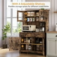 thumbnail image 3 of Kitchen Pantry Cabinet, Farmhouse Hutch Cabinet with Buffet Cupboard, 63in Tall Storage Cabinet with Adjustable Shelves & Anti-tip Design for Kitchen Dining Living Room - Rustic Brown, 3 of 8