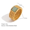 thumbnail image 2 of HIJONES Women's Braided Square Natural Stone Ring for Stainless Steel Vintage Minimalist Couple Band Jewelry Gold Size 7, 2 of 6