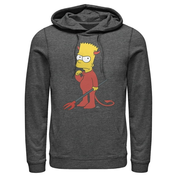 Men's The Simpsons Devil Bart  Pull Over Hoodie Charcoal Heather 2X Large