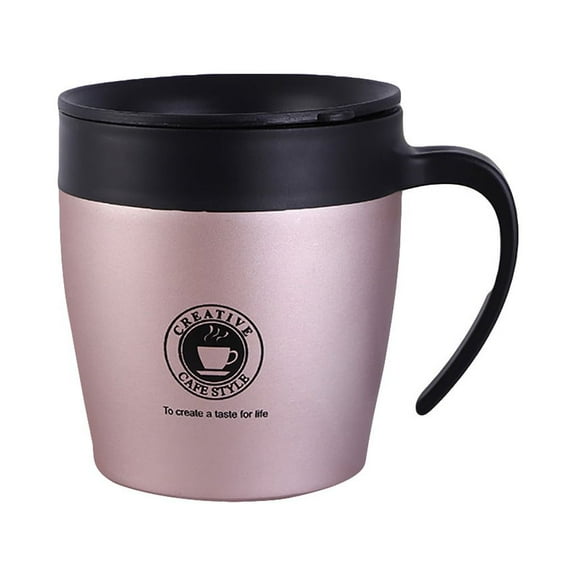 JeashCHAT Tumbler with Handle , Stainless Steel Insulated Coffee Mug with Sliding Lid, Double Wall Travel Mug, Water Cup for Home Office, Rose Gold