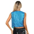 thumbnail image 3 of vastwit Womens Shiny Sequined Hip-hop Jazz Dance Vest Waistcoat Tops Stage Fancy Dress up Costumes Light Blue 170, 3 of 6