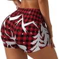 thumbnail image 2 of Vsdgher Christmas Buffalo Plaid print Workout Shorts for Women Seamless Soft Smooth Gym Yoga Scrunch Active Exercise Fitness Shorts, 2 of 8