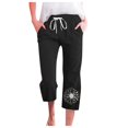 thumbnail image 1 of Womens Pants Spring Summer Lace Up Loose Slacks Solid Drawstring Capri Pants Pocket Black Loose Pants for Women L, 1 of 4