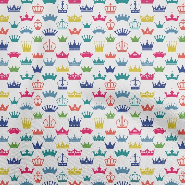 oneOone Polyester Spandex Pink Fabric Asian Retro Crown Sewing Material Print Fabric By The Yard 56 Inch Wide