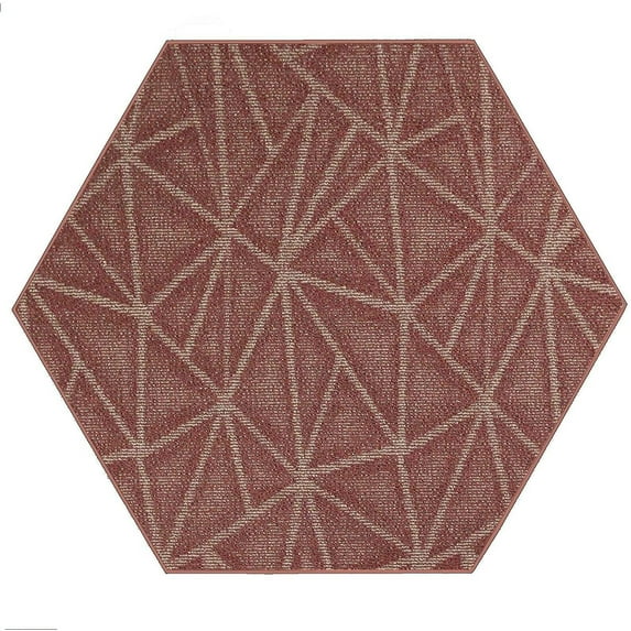 Indoor Outdoor custom size area rugs made in USA pattern Geometrical comes in Ten colors and Nine shapes rectangular,round,square,runners,oval,octagon,half round - Burgundy, 2' Hexagon Area Rugs