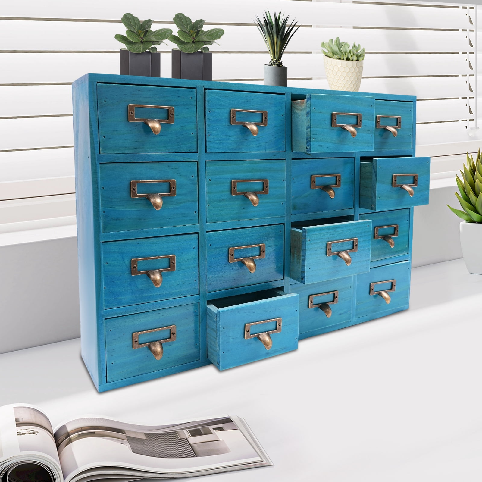 16 Drawers Apothecary Cabinet, Apothecary Chests and Cabinets, Herb Storage Box, Wooden Desk Drawer Organizer