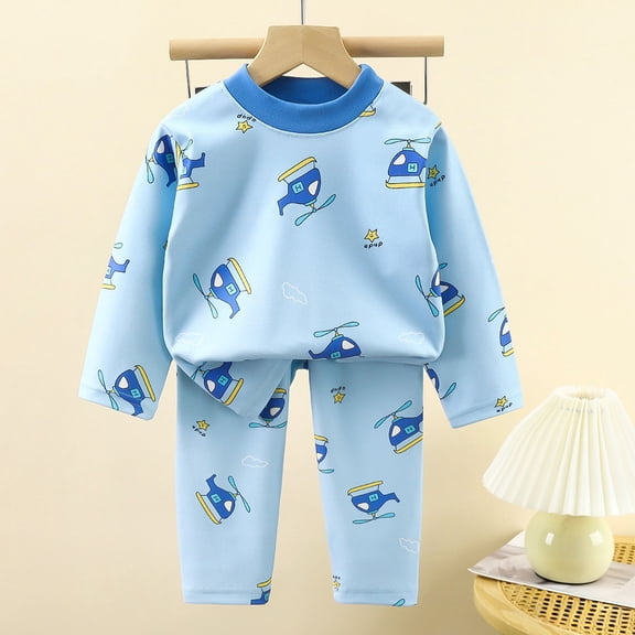 Amidoa Boys 2 Piece Outfits Fall Winter Clothes Print Soft Long Sleeve Top and Casual Pants Kids Clothing Sets Size Blue 140