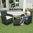 thumbnail image 3 of Garvee 3 Piece Patio Set, PE Rattan Patio Conversation Set with 2 Chairs and 1 Coffee Table, Outdoor Patio Furniture Set for Patio Front Porch Balcony Bistro, Black and Beige, 3 of 8