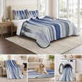 thumbnail image 6 of Twin XL Quilt Set 68''x98'', Abstract Navy Blue Lightweight Summer Bedspread Coverlet Set with 2 Pillow Shams, Vintage Grey Street Painting Art Breathable All Season Quilt Bedding for Dorm/Guest Room, 6 of 9