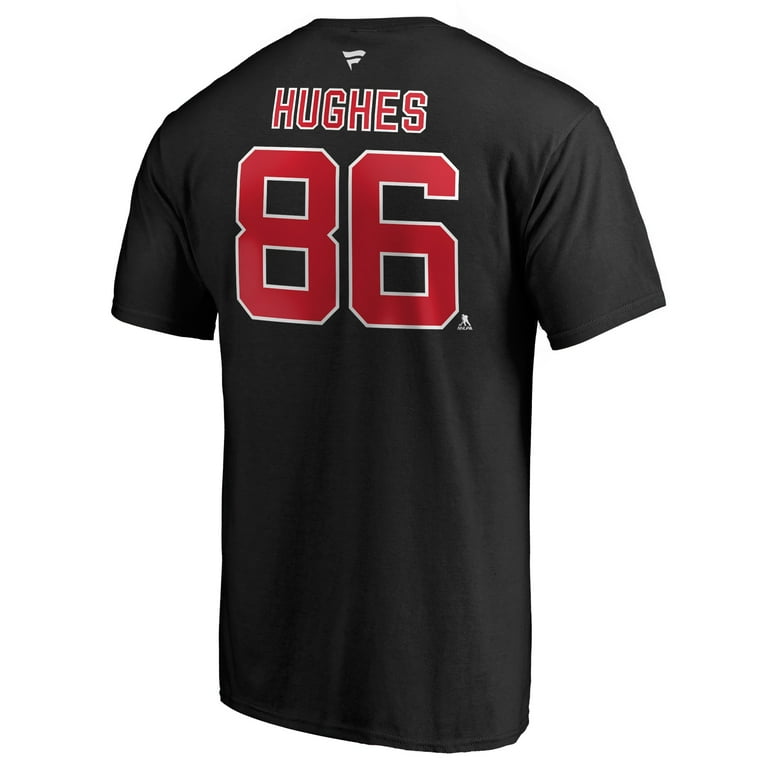 Men's Fanatics Jack Hughes Black New Jersey Devils Authentic Stack