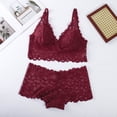 thumbnail image 2 of JSGEK Women Floral Lace Bra and Panty Set Plunge Neckline Adjustable Straps Intimate Lingerie for Bedroom Wear Red L, 2 of 6