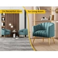thumbnail image 4 of SEYNAR Oversized Glam Velvet Pumpkin Barrel Accent Chair,Modern Upholstered Cream Side Sofa Armchair for Living Room,Vanity(Blue), 4 of 13