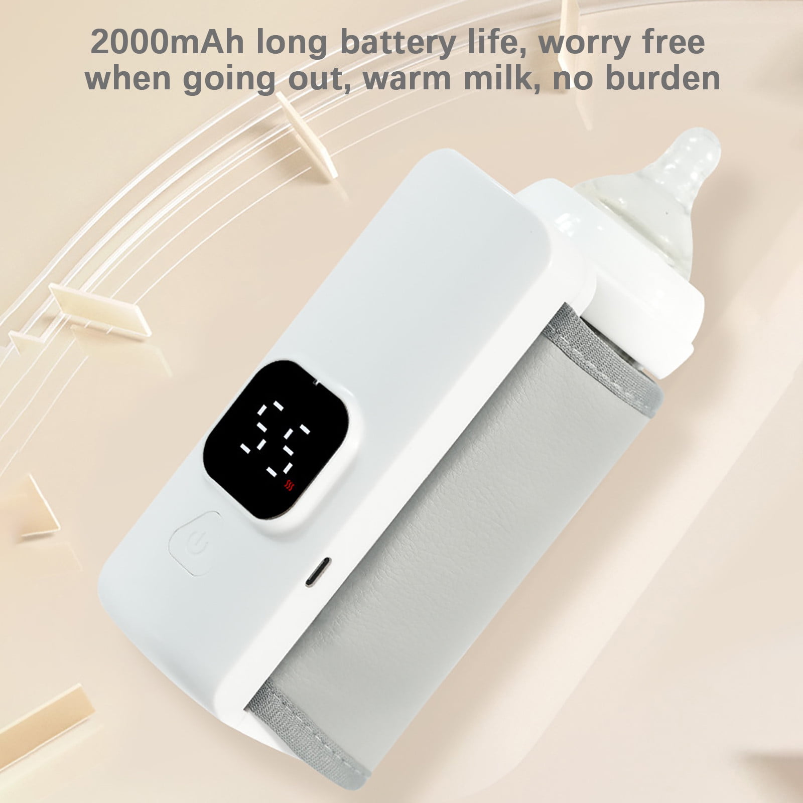 Xheghe Portable Rechargeable Bottle Warmer with Temperature Control | Wireless Heating for On-the-Go Convenience | Includes Insulation Cover for Optimal Warmth
