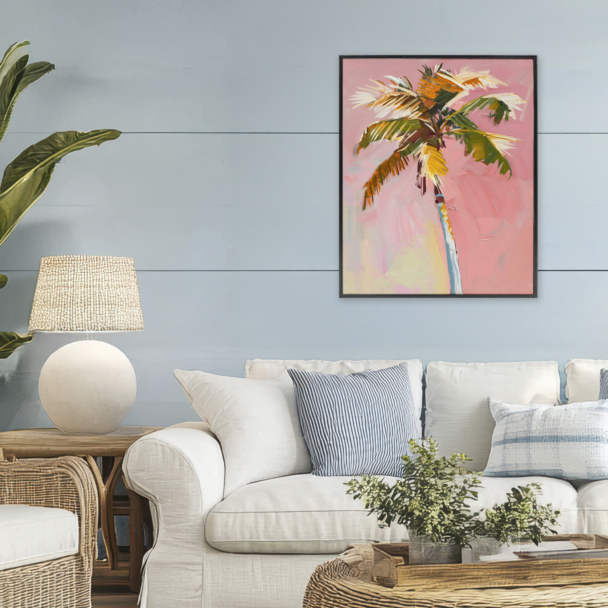 Stupell Industries Pink Palm Summer Oasis Black Framed Giclee Art, design by The Prints Vibe