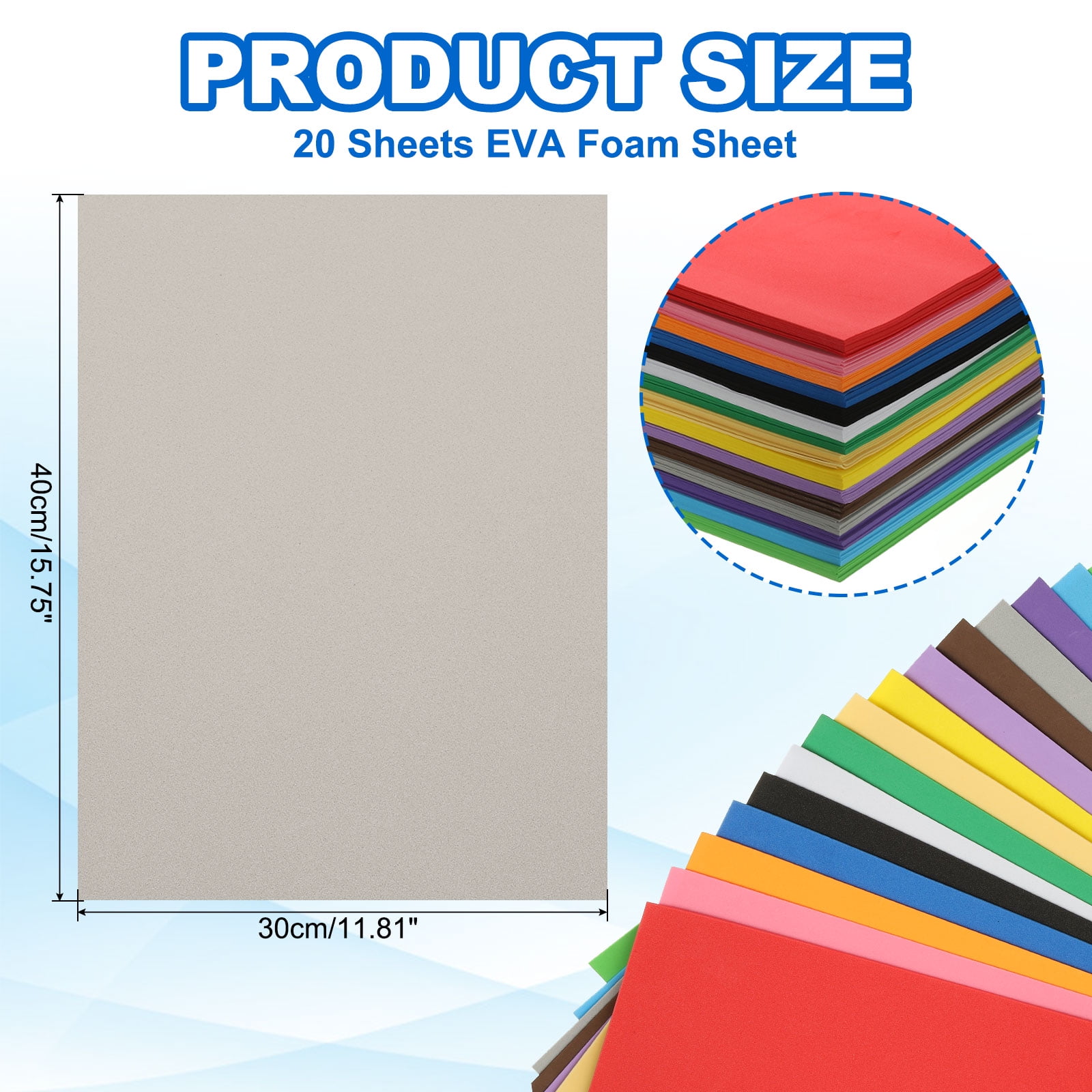Uxcell 20Pcs Grey EVA Foam Sheets, 15.7 x 11.8 Inches 1mm Thick Foam Sheets for Crafts