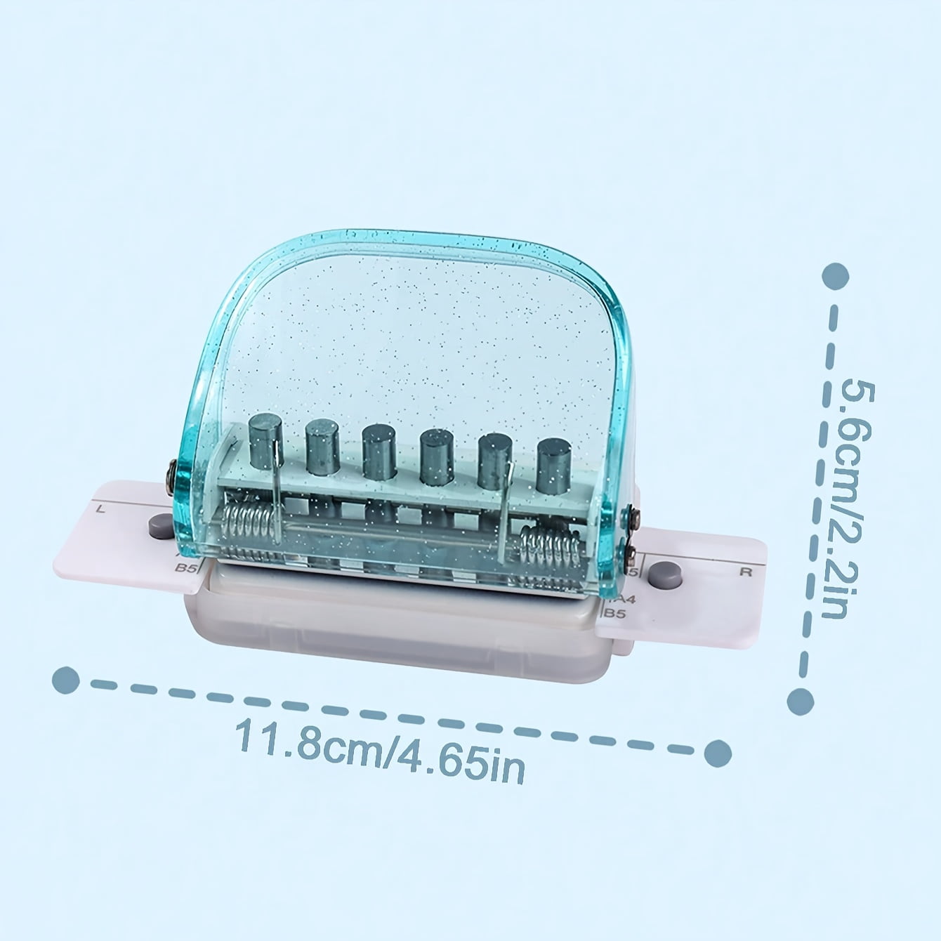 1pc 6-Hole Loose-Leaf Punch, Manual Positioning Punch, Hole Spacing 9.5mm, for A4/B5/A5 Paper, Hand Tool, Transparent