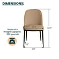 thumbnail image 4 of LeisureMod Tule Modern Dining Side Chair with Velvet Seat and Powder-Coated Steel Frame for Kitchen and Dining Room Set of 4, Natural Wood/Brown, 4 of 11