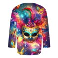 thumbnail image 4 of Xixinqiwan Men Tops Mardi Gras Dress Shirt,Mens Round Neck Carnival Themed Tshirt Funny Mask Graphic Tee New Orleans Parade Custume Tops, 4 of 5