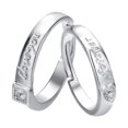 thumbnail image 3 of HomeKingdee EKG Zircon Heart-to-Heart Open Couple Rings - Silver-Plated Tone Copper Wedding Bands for Date Anniversary, 3 of 5