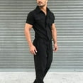 thumbnail image 3 of Hvyesh Mens Workwear Coveralls Work Mechanic Jumpsuits Short Sleeve Coverall Work Wear Loose Solid Bib Overalls, 3 of 6