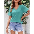 thumbnail image 4 of Womens V Neck TShirts Short Sleeve Loose Casual Summer Tops with Pocket, 4 of 6