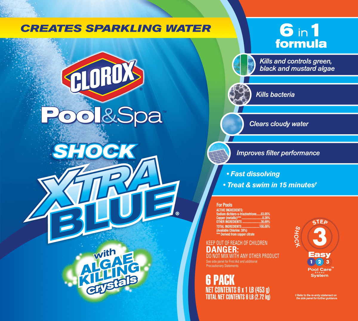 Clorox Pool&Spa Shock XtraBlue Pool Shock (6 Pack Contains 6 1 lb