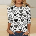 thumbnail image 4 of Xuyuer Women's Casual 3/4 Sleeve T-Shirts Round Neck Cute Tunic Tops Basic Tees Blouses Business Work Tee Top Summer Tunic Tops Dressy T-Shirts Pleated Shirts Fit Pullover Tshirts, 4 of 8