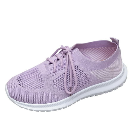 

GWAABD Walking Sneakers Women Shoes Woven Hollow Lace-Up Breathable Women s Sports Fashion Flat Casual Mesh Fly Women s