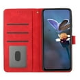 thumbnail image 6 of Leather For Apple iPhone 14 Pro Case Flower Embossed 3-card  Flip Wallet Leather Case with Card Holder Magnetic Closure ,Detachable Wrist Strap,Shockproof Phone Cases Cover,Red,For iPhone 14 Pro, 6 of 10