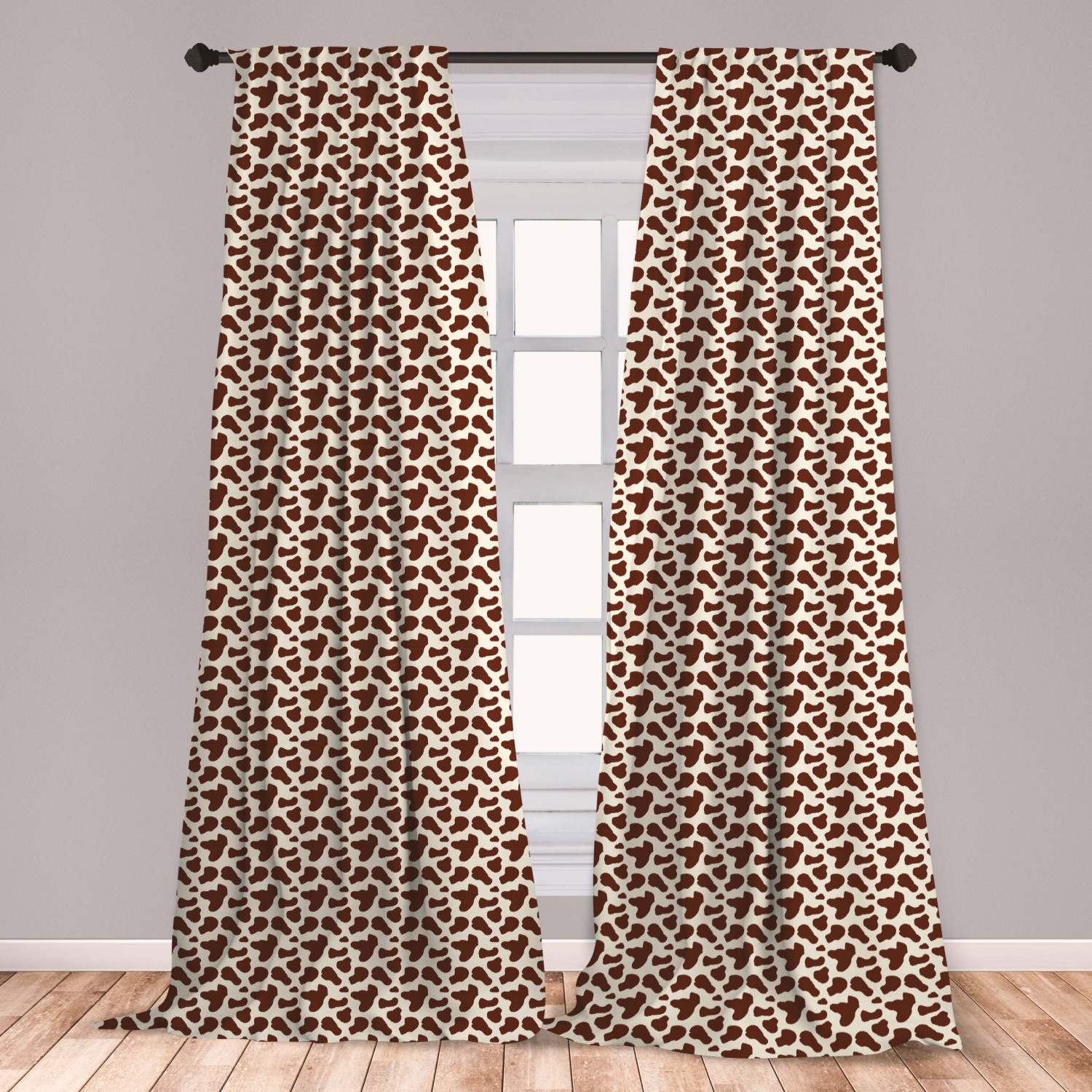 Cow Print Curtains 2 Panels Set, Cattle Skin with Brown Spots ...