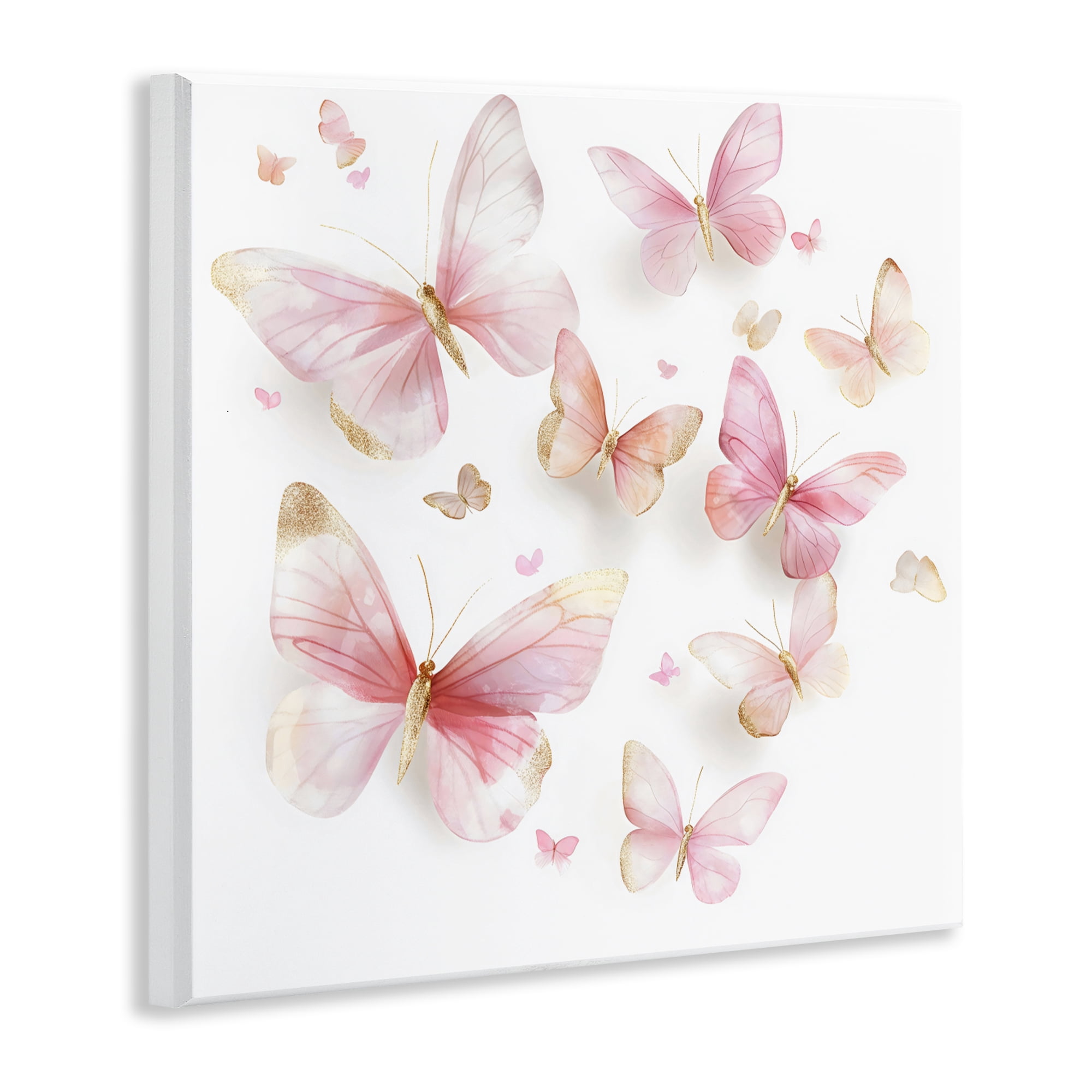 Stupell Industries Pink & Gold Butterfly Rabble Wall Plaque Art, design by Creative Studio