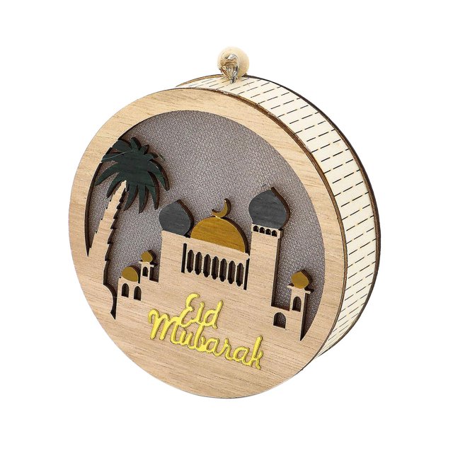 Eid Mubarak Lámpara de luz LED Luz de noche de madera para el adorno de la sala de estar del partido estilo B Sunnimix Luz nocturna EID Mubarak