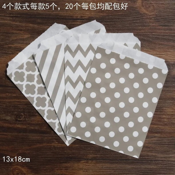Bolsa de papel Kraft ondulada de trébol de cuatro hojas, 4 estilos, galletas mixtas, dulces, bolsa de envoltura de regalo para Navidad, 20, 13x18