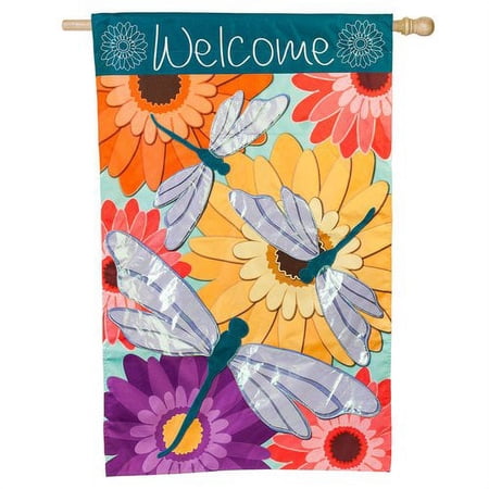 Evergreen Flag & Garden Dragonfly Welcome 2-Sided Polyester 3 8 x 2 4 Garden Flag