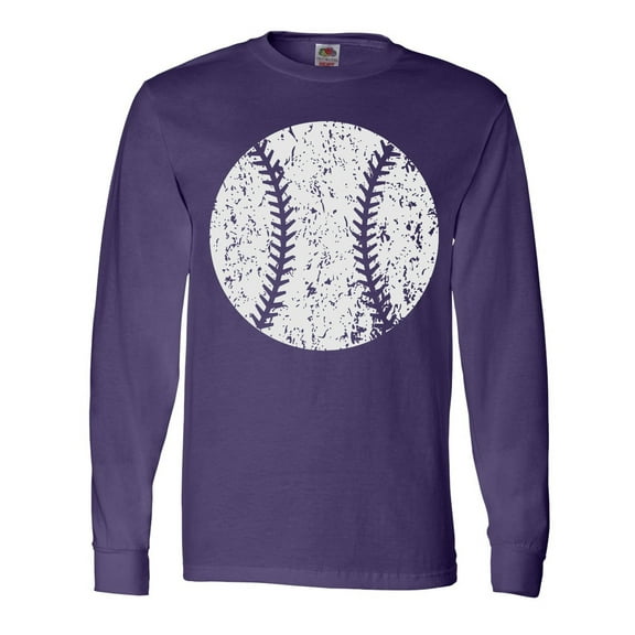 Inktastic Distressed Baseball in White Long Sleeve T-Shirt