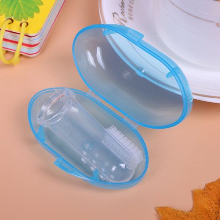Cute Baby Finger Toothbrush Children Teether Soft Silicone Durable Portable Infant Rubber Cleaning Brush Gum Massager Set Boys with Case