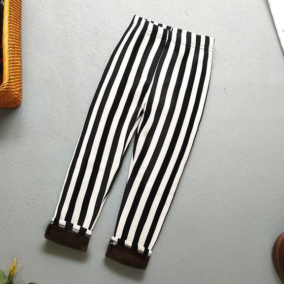 JIAYUE Children Trousers For Boys Girls Striped Snug Warmth Straight-Leg Pants Joggers Mid Waisted For Kids Cool Weather Trousers