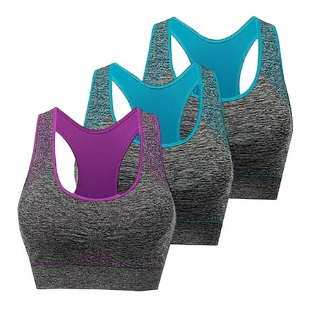 Mrat Nursing Sports Bra 3pc High Impact Sports Bras for Women  Racerback Running Bra Workout Cropped Tank Tops Longline Sports Bra Push up Bralettes S-45 Purple S