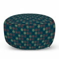 thumbnail image 1 of Geometric Pouf Cover with Zipper, Blue Toned Background with Warm Colored Bullseye Patterned Circles with Stars, Soft Decorative Fabric Unstuffed Case, 30" W X 17.3" L, Multicolor, by Ambesonne, 1 of 5