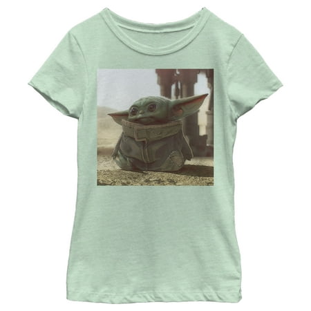 Girl's Star Wars: The Mandalorian The Child Square Frame Graphic Tee Mint Medium
