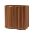 thumbnail image 5 of Tcbosik Modern Farmhouse 2-Door Fluted Cabinet with Adjustable Shelf, Large-Capacity MDF Home Storage Organizer, for Living Room, Office, Bedroom, 31.5-Inch, Walnut, 5 of 8