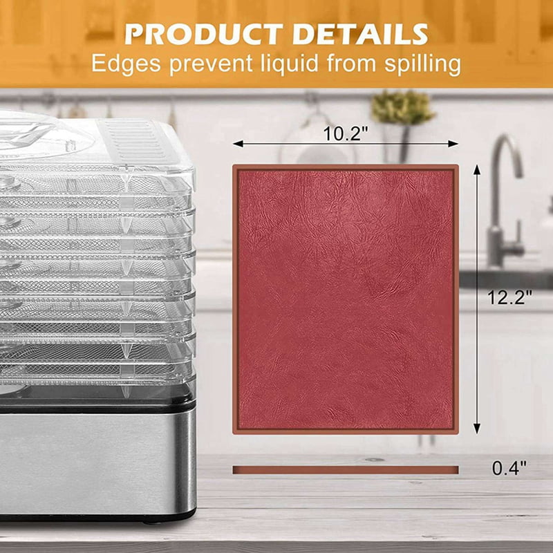 8X Silicone Dehydrator Sheets with Edge, Fruit Leather Trays for Liquid Fruits Meat Herbs with Silicone Scraper