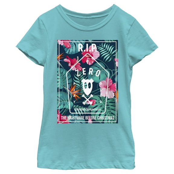 Girl's The Nightmare Before Christmas Spirited Companion Zero Graphic Tee Tahiti Blue Small
