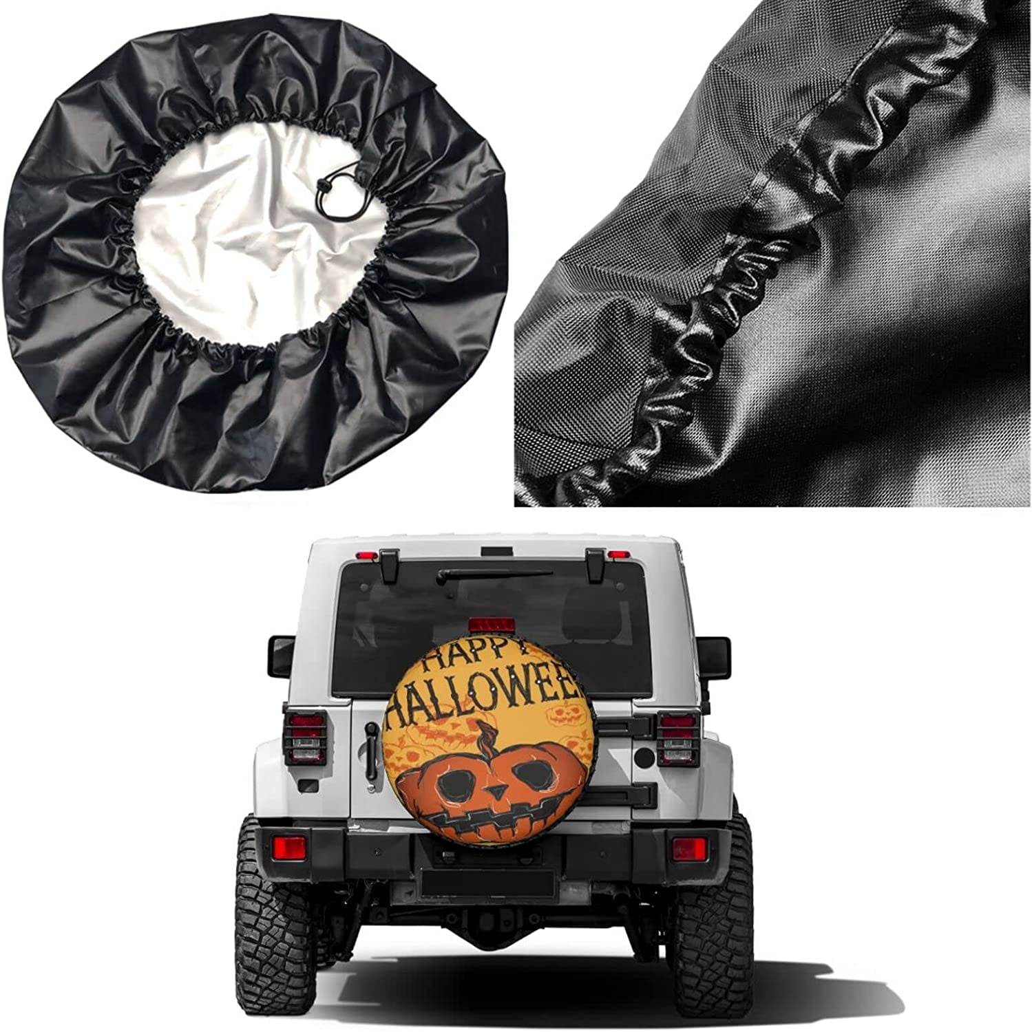 Happy Halloween Pumpkin Spare Tire Covers for Jeep RV Trailer SUV Truck and  Many Vehicle Wheel Covers Sun Protector Waterproof (15 Inch for Diameter  27”-29”)