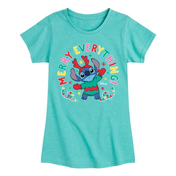 Lilo & Stitch - Merry Everything - Girls Fitted Short Sleeve Tee