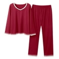 thumbnail image 4 of sususu 2 Piece Lounge Set Women,Sweat Set Women's Trousers Suit For Comfort Sleepwear Elegant Long Sleeve Top And Pants Set Cozy Loungewear Ideal Year Round Relaxation And Restful Nights - RD1, 4 of 5